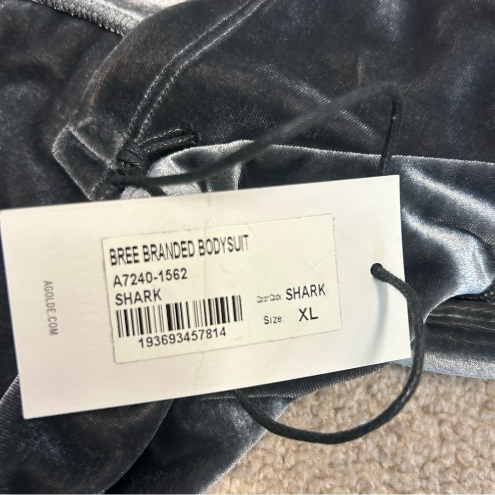 Agolde Gray velvet Bree Banded one shoulder Bodysuit XL NWT - Picture 8 of 14